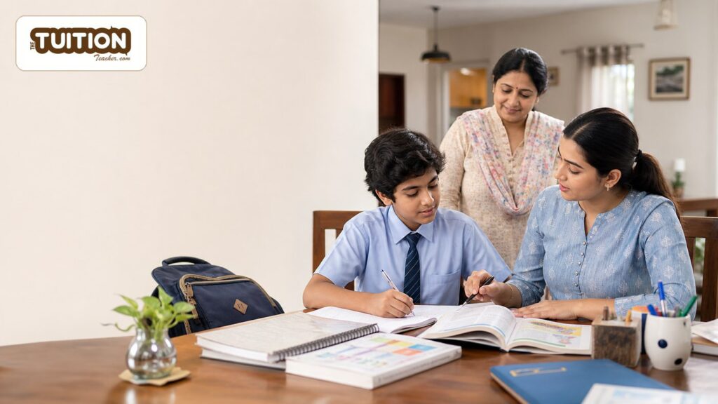 ICSE student in Lucknow learning with a home tutor and parent support