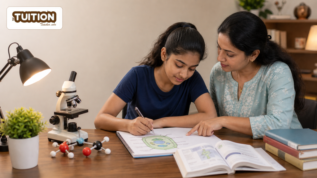 Science home tutor in Lucknow helping a student with science homework